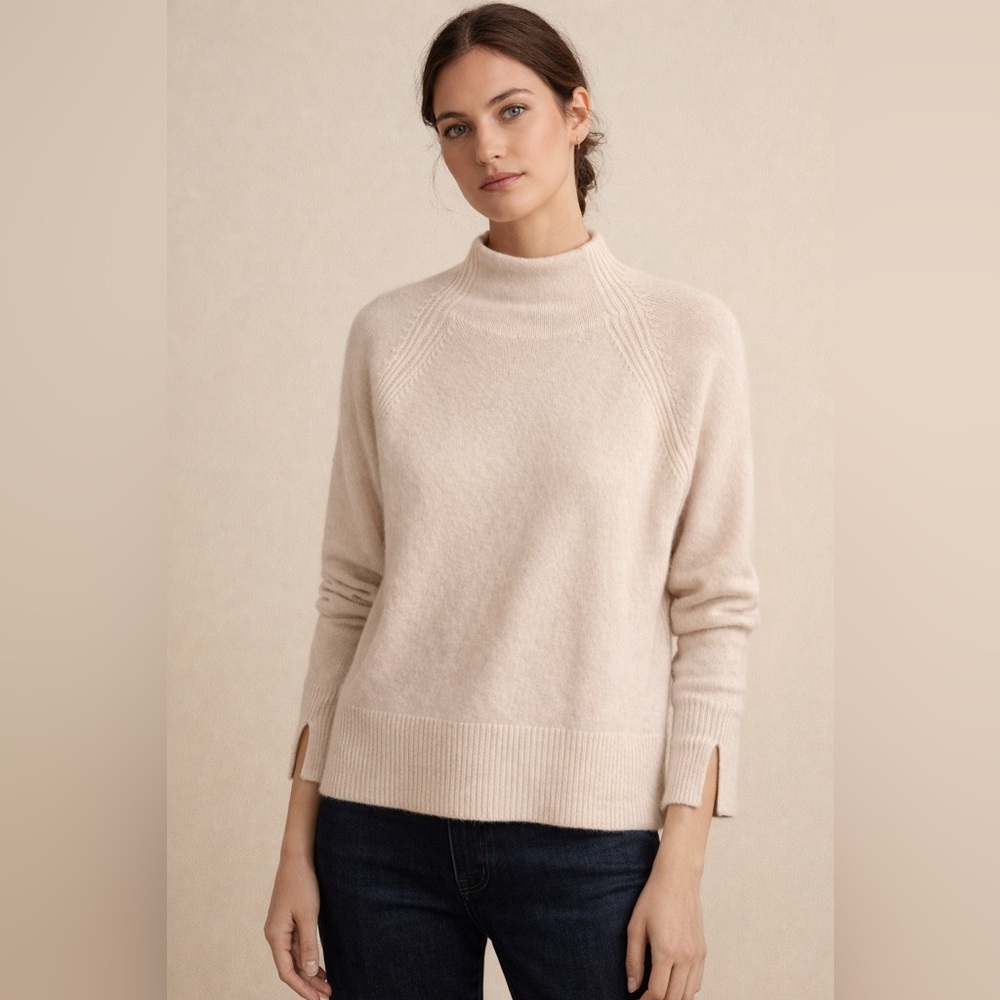Theory Cream Mock Neck Sweater